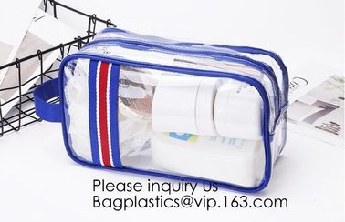 Modern Fashion Travel Portable Transparent PVC Customized Logo Cosmetic Pouch,PVC Cosmetic Pouch With red Zipper supplier