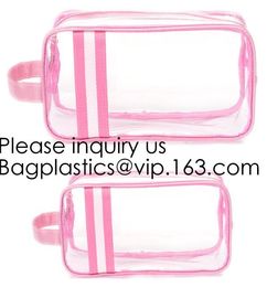 Modern Fashion Travel Portable Transparent PVC Customized Logo Cosmetic Pouch,PVC Cosmetic Pouch With red Zipper supplier