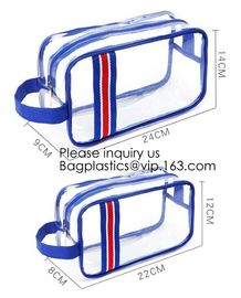 Modern Fashion Travel Portable Transparent PVC Customized Logo Cosmetic Pouch,PVC Cosmetic Pouch With red Zipper supplier