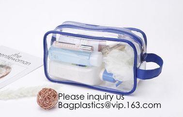 Modern Fashion Travel Portable Transparent PVC Customized Logo Cosmetic Pouch,PVC Cosmetic Pouch With red Zipper supplier