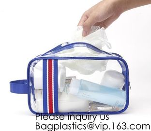 Modern Fashion Travel Portable Transparent PVC Customized Logo Cosmetic Pouch,PVC Cosmetic Pouch With red Zipper supplier
