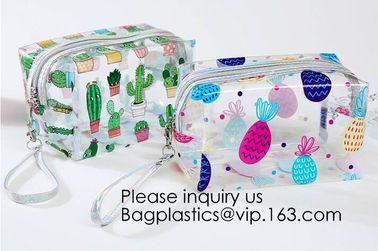 Cute Unicorn PVC Transparent Travel Accessory Cosmetic Bag Waterproof Makeup Pouch Cactus Flamingo Wash Kits Organizer supplier