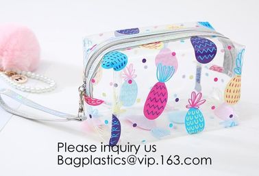 Cute Unicorn PVC Transparent Travel Accessory Cosmetic Bag Waterproof Makeup Pouch Cactus Flamingo Wash Kits Organizer supplier