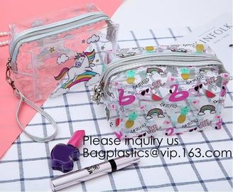 Cute Unicorn PVC Transparent Travel Accessory Cosmetic Bag Waterproof Makeup Pouch Cactus Flamingo Wash Kits Organizer supplier