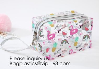 Cute Unicorn PVC Transparent Travel Accessory Cosmetic Bag Waterproof Makeup Pouch Cactus Flamingo Wash Kits Organizer supplier