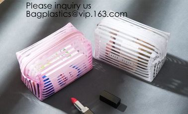 Clear Zipper Pouch with Strap Makeup Bag PVC Cosmetic Pouch,Printing Clear k Cosmetic PVC Pouch, bagease, bagplast supplier