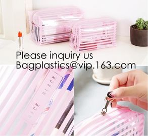 Clear Zipper Pouch with Strap Makeup Bag PVC Cosmetic Pouch,Printing Clear k Cosmetic PVC Pouch, bagease, bagplast supplier