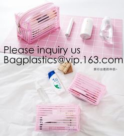 Clear Zipper Pouch with Strap Makeup Bag PVC Cosmetic Pouch,Printing Clear k Cosmetic PVC Pouch, bagease, bagplast supplier