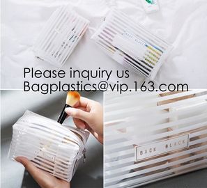 Clear Zipper Pouch with Strap Makeup Bag PVC Cosmetic Pouch,Printing Clear k Cosmetic PVC Pouch, bagease, bagplast supplier