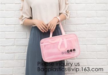 Eco ladies cosmetic bag PU leather pvc cosmetic pouch,Reusable Ladies Girls Clear Transparent PVC Cosmetic Pouch supplier