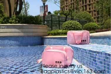 Eco ladies cosmetic bag PU leather pvc cosmetic pouch,Reusable Ladies Girls Clear Transparent PVC Cosmetic Pouch supplier