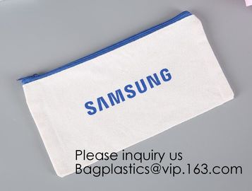 Gold Printed Gift Organic Cotton Canvas Makeup Bag,Personalized Cosmetic Bag Makeup Tassel Bag Custom Canvas Pouch supplier