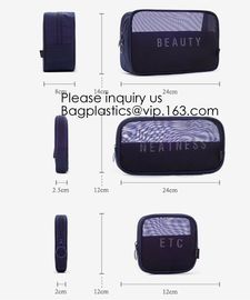 Men and Women Mesh Cosmetic Pouch Set Toiletry Bags See Through Travel Makeup Organizer,mesh cosmetic pouch nylon cosmet supplier