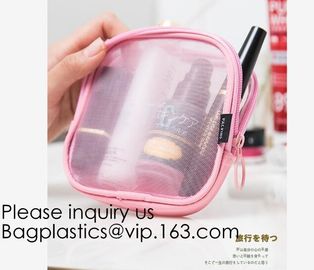 Travel toiletry pouch cosmetic makeup organizer bag zipper transparent pvc mesh bags,pouch nylon cosmetic gift bags&amp;case supplier