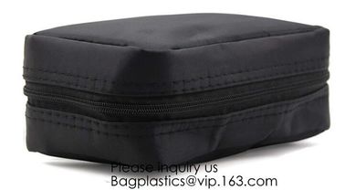Canvas Makeup Bag Ladies Clutch Bag With Gold Zipper,Dopp Case Striped Canvas Cosmetic Makeup Bag with leather handle supplier