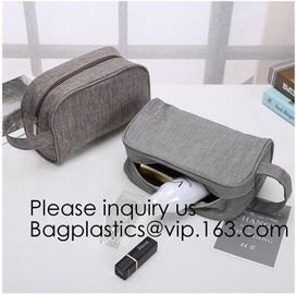 Cosmetic Toiletry Bag Mens Canvas Leather Travel Kit Wash Makeup Bag,organic cotton canvas makeup bag with zipper make-u supplier