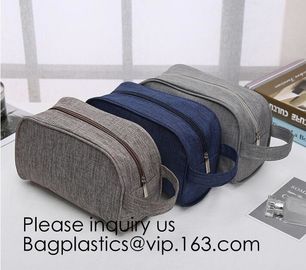Cosmetic Toiletry Bag Mens Canvas Leather Travel Kit Wash Makeup Bag,organic cotton canvas makeup bag with zipper make-u supplier