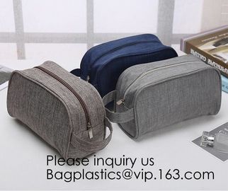 Cosmetic Toiletry Bag Mens Canvas Leather Travel Kit Wash Makeup Bag,organic cotton canvas makeup bag with zipper make-u supplier