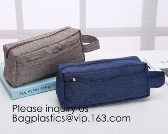 Wholesale Men Vintage Zipper Cosmetic Bag Leather Wash Cotton Canvas Makeup Bag Toiletry Bag, bagease, bagplastics supplier