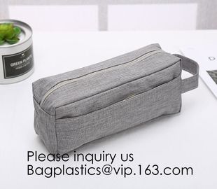 Wholesale Men Vintage Zipper Cosmetic Bag Leather Wash Cotton Canvas Makeup Bag Toiletry Bag, bagease, bagplastics supplier