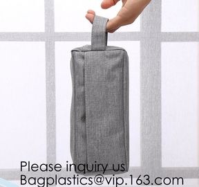 Wholesale Men Vintage Zipper Cosmetic Bag Leather Wash Cotton Canvas Makeup Bag Toiletry Bag, bagease, bagplastics supplier