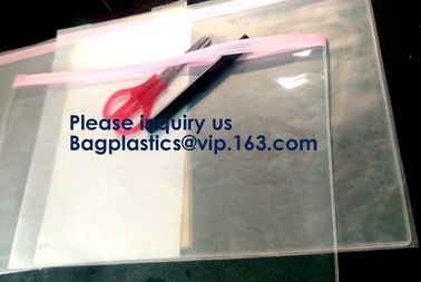 Document File Zip Bags with Hook Hanger Slider Stationary Pen Pencil Packaging Bags,Office Green Clear Zip Folders PVC F supplier