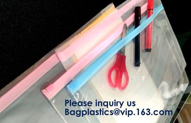 Document File Zip Bags with Hook Hanger Slider Stationary Pen Pencil Packaging Bags,Office Green Clear Zip Folders PVC F supplier