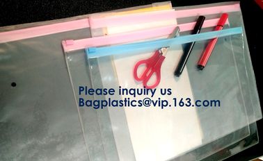 Document File Zip Bags with Hook Hanger Slider Stationary Pen Pencil Packaging Bags,Office Green Clear Zip Folders PVC F supplier