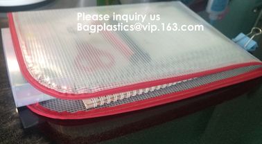 Mesh Organizer Storage Bag Durable File Bag for Office Stationery and Travel,Zipper Mesh File Bag Cosmetic Bag PVC Bag f supplier