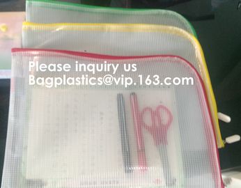 Transparent clear mesh pvc zipper k document file bag B5 plastic PVC file document students office storage bag supplier