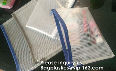PVC A4/A5/A3 Waterproof Mesh Transparent Zipper File Folder Bag,A4 Double Zipper Mesh File Storage Bag With Color supplier