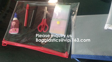 Waterproof Zippered File Bag PVC Mesh Organizer Storage Bag Durable File Bag for Office Stationery and Travel, bagease supplier