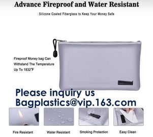 Oem Large Fireproof Cash Pouch Fireproof Bag For Documents Lipo Battery,Safe fireproof document bag,Fiberglass Waterproo supplier
