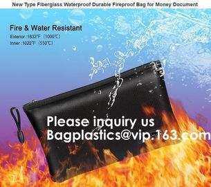 Double layer heat protection large fireproof document money pouch bags,Safety document bag / fire resistant document bag supplier