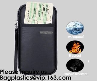 OEM custom luxury travel money passport safe zipper storage pouch fireproof document bag Pouch Money Fiberglass Fire Saf supplier