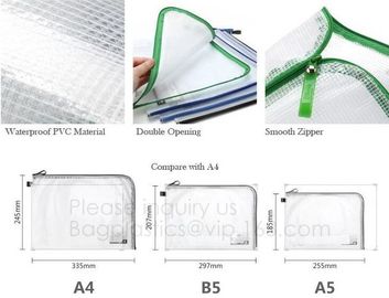 PP Mesh Zipper Bag Moisture Proof File Folder,Double opening data pp zipper office file bag,A5 file folder printed zippe supplier