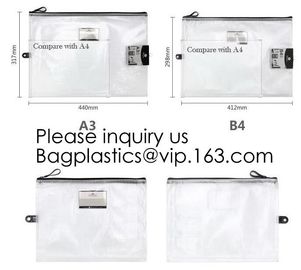 School Office Stationery A4 Waterproof Document Bag With Zipper A3 Zipper Pvc File Folder Bag For Business BAGEASE PAC supplier