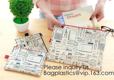 Fashion nylon oxford 600D zipper pencil stationery organizer bags,A4 Zipper Lock Office Stationery File Bag, BAGEASE supplier