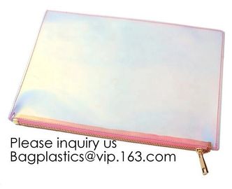 Holographic Zipper Makeup Pouch PVC Glitter Cosmetic Bag,OEM Cosmetic Pouch Plastic EVA/ PEVA Zip Lock Bag, bagease supplier