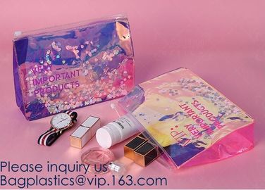 Promotional EVA cosmetic pouch bag with a rubber handle,eco friendly transparent BSCI women EVA cosmetic bag, bagease supplier