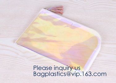 EVA Clear Pouch zipper bag,Slide Zip Lock EVA Pouch Bag with Folding Bottom,Promotional custom printing clear eva cosmet supplier