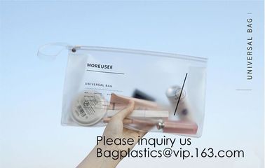 Portable custom logo printed Transparent PVC Window Women Makeup Pouch Travel Clear Cosmetic bag, bagease, bagplastics supplier