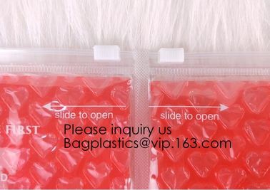 Cosmetic Packing Laser PVC Make Up Bag With Zipper Top Heart-Shaped Air Bubble Packaging Bag, bagease, bagplastics supplier