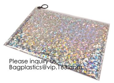 Printing Zipper Plastic Foil k Packaging Hologram Laser Holographic Aluminum Foil Folding Pouch Bags For Jewelry supplier