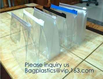 Zipper Eva Bag Waterproof Pvc Bag Transparentstitching Red Zipper Clear Frosted Plastic EVA Zipper Cosmetic Makeup Bag supplier