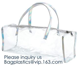 Clear PVC Shopper Tote Bags,Tote Shopping Pvc Material Bag With Logo,Beverage Package,Shopper Tote Bag with Small Pouch supplier