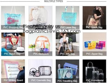 Clear PVC Shopper Tote Bags,Tote Shopping Pvc Material Bag With Logo,Beverage Package,Shopper Tote Bag with Small Pouch supplier