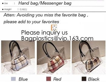 Women Clear Shopping Bag Transparent PVC Beach Bag Large Capacity Foldable Travel Storage Organizer Bag, bagease, pack supplier