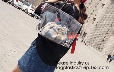 Women Clear Shopping Bag Transparent PVC Beach Bag Large Capacity Foldable Travel Storage Organizer Bag, bagease, pack supplier