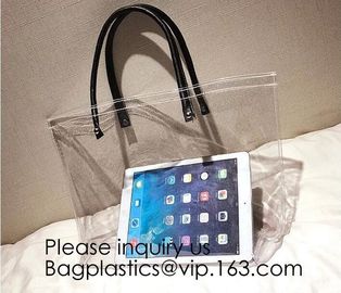 Women Clear Shopping Bag Transparent PVC Beach Bag Large Capacity Foldable Travel Storage Organizer Bag, bagease, pack supplier